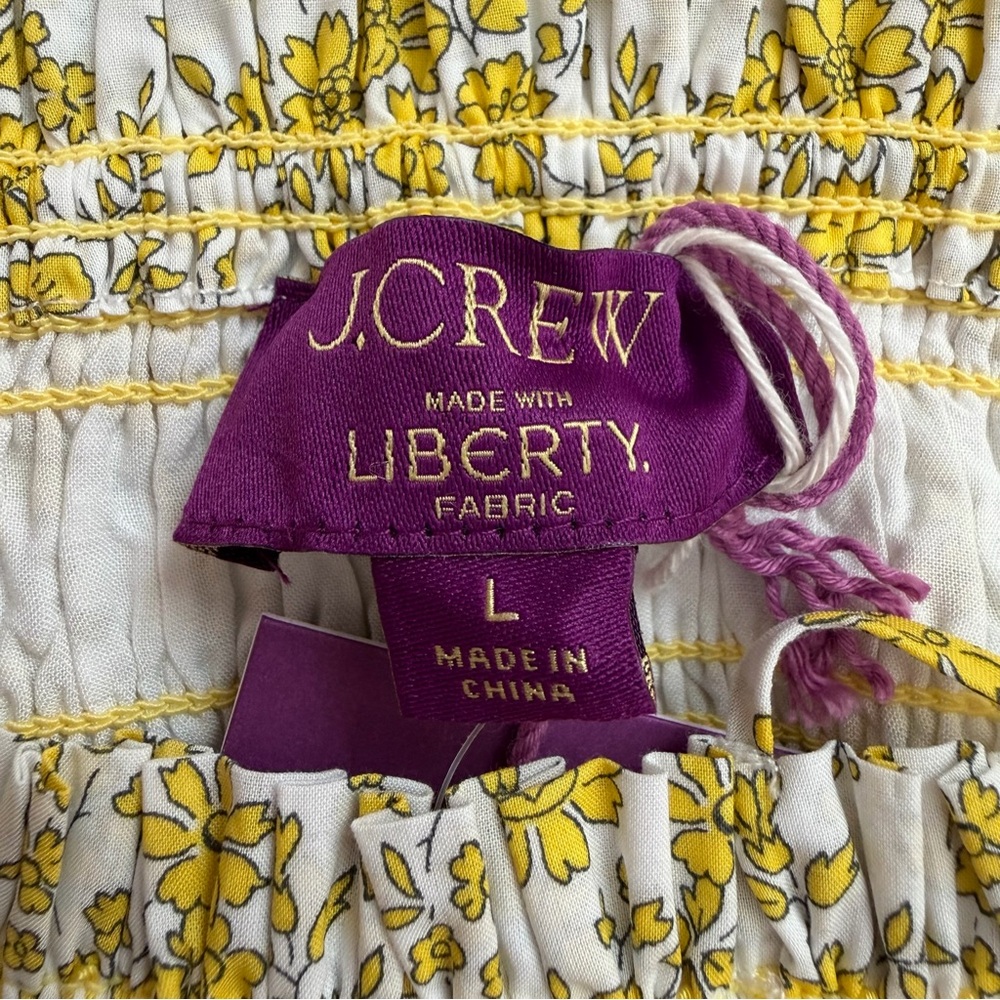 NWT J. Crew Yellow Paloma Midi Dress Liberty Organic 100% Cotton Fabric Smocked - Picture 9 of 13